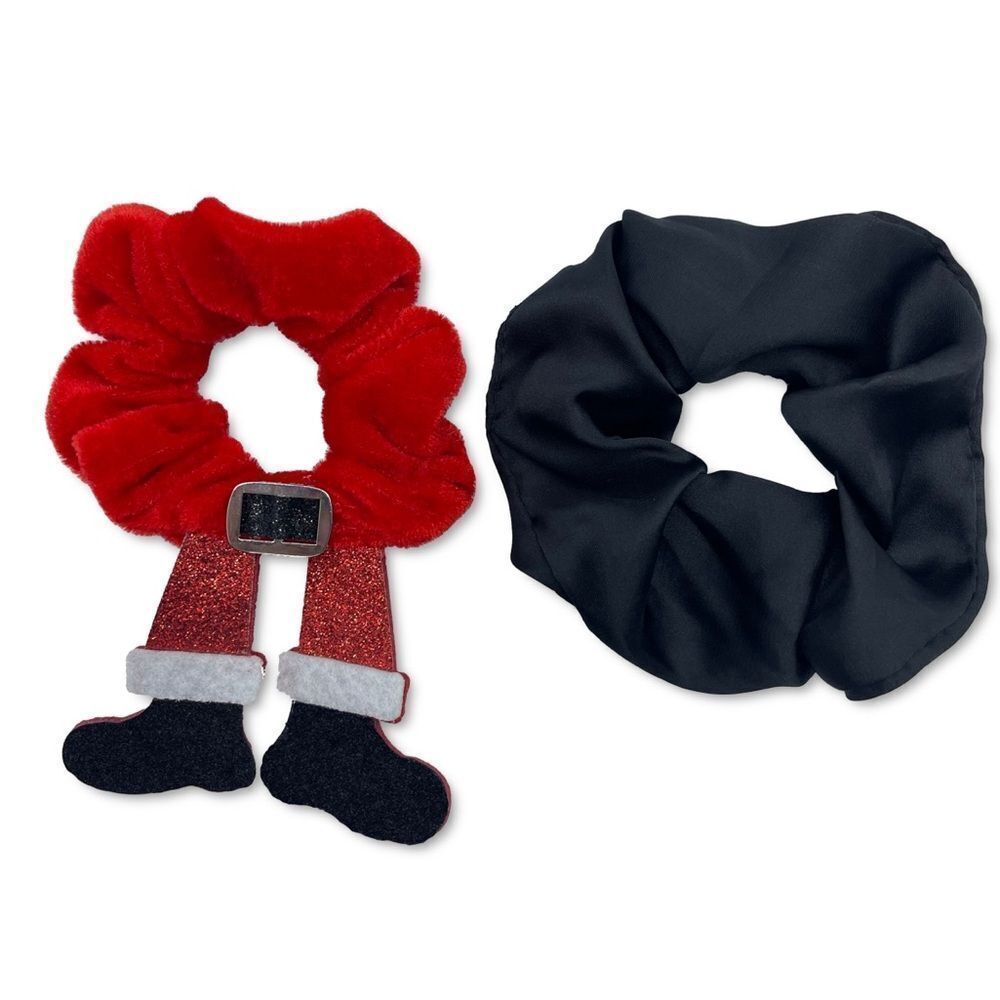 Holiday Lane Festive Red and Black Scrunchie Set